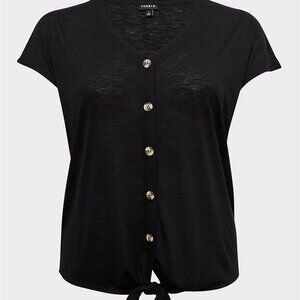 🆕 3X BLACK SLUB TIE-FRONT DOLMAN MIDI TOP